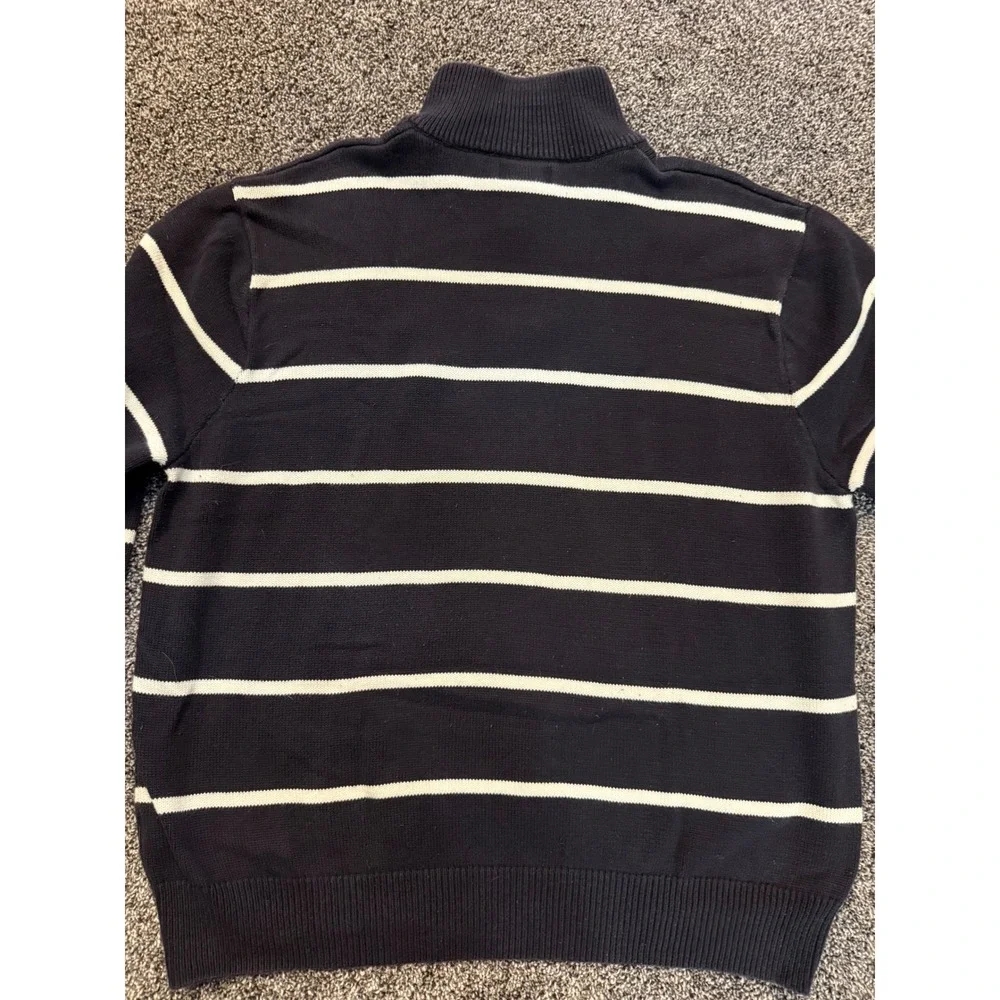 Polo Jeans Co Ralph Lauren Mens 3XL Navy Blue Striped Quarter Zip Sweater y2k